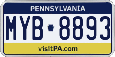 PA license plate MYB8893