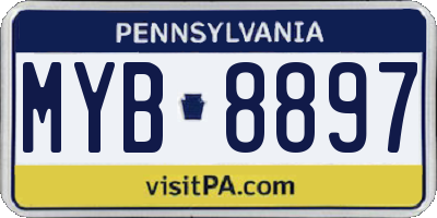 PA license plate MYB8897