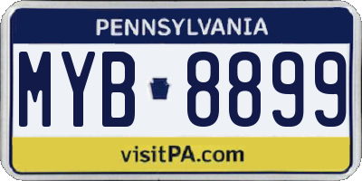 PA license plate MYB8899