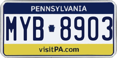 PA license plate MYB8903