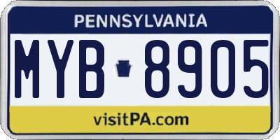 PA license plate MYB8905