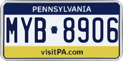 PA license plate MYB8906