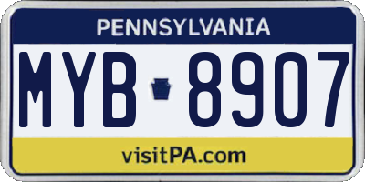 PA license plate MYB8907