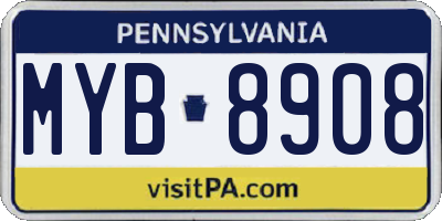PA license plate MYB8908