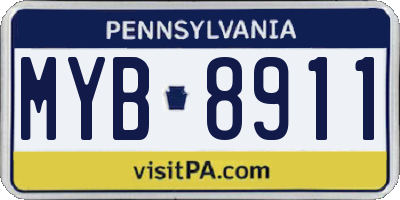 PA license plate MYB8911
