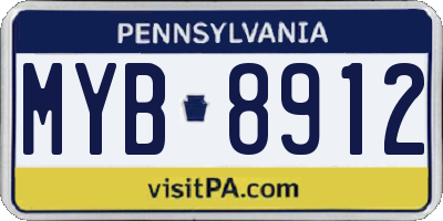 PA license plate MYB8912