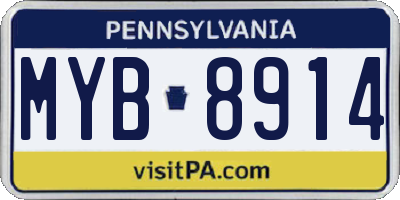 PA license plate MYB8914