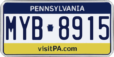 PA license plate MYB8915