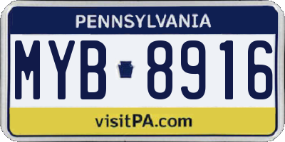 PA license plate MYB8916