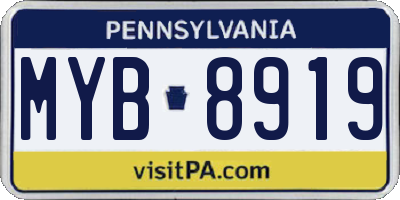 PA license plate MYB8919