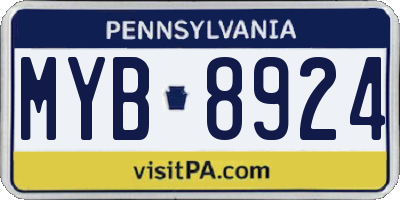 PA license plate MYB8924