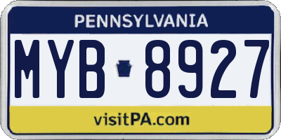 PA license plate MYB8927