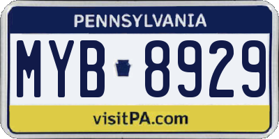 PA license plate MYB8929