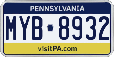 PA license plate MYB8932