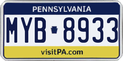 PA license plate MYB8933