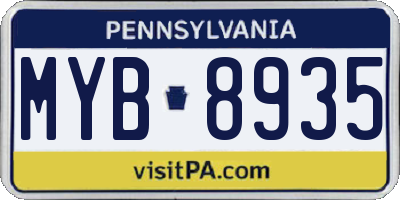 PA license plate MYB8935