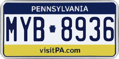 PA license plate MYB8936