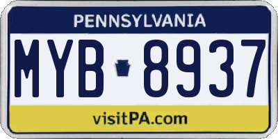 PA license plate MYB8937