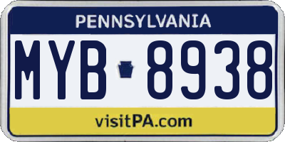 PA license plate MYB8938
