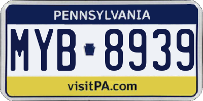 PA license plate MYB8939