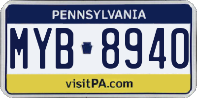 PA license plate MYB8940