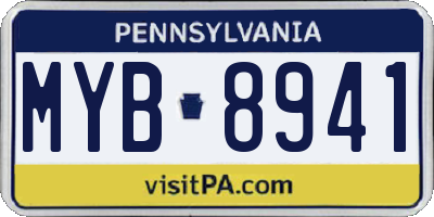 PA license plate MYB8941