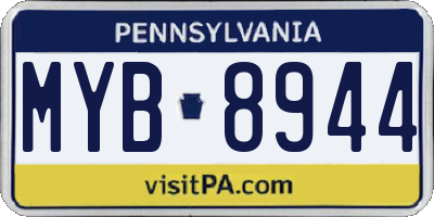 PA license plate MYB8944