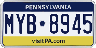 PA license plate MYB8945