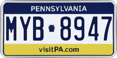 PA license plate MYB8947