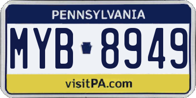 PA license plate MYB8949