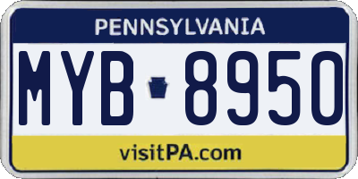 PA license plate MYB8950