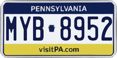 PA license plate MYB8952