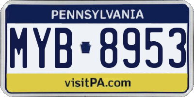 PA license plate MYB8953