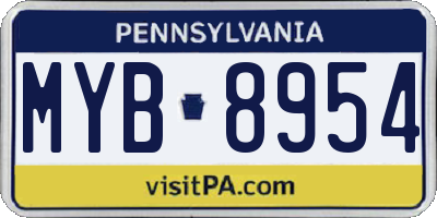 PA license plate MYB8954