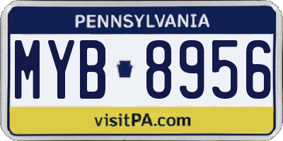 PA license plate MYB8956