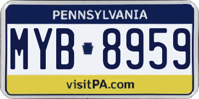 PA license plate MYB8959