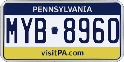 PA license plate MYB8960
