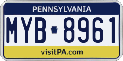 PA license plate MYB8961