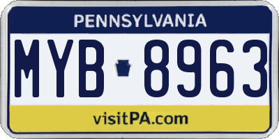 PA license plate MYB8963