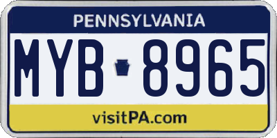 PA license plate MYB8965