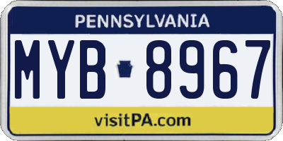 PA license plate MYB8967