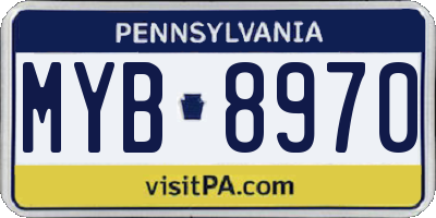 PA license plate MYB8970