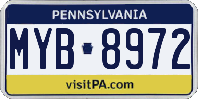 PA license plate MYB8972