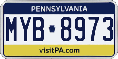 PA license plate MYB8973