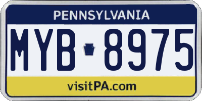 PA license plate MYB8975