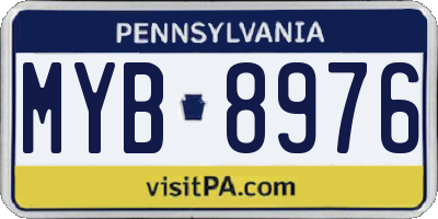 PA license plate MYB8976