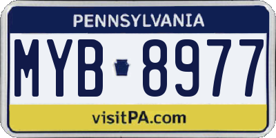 PA license plate MYB8977
