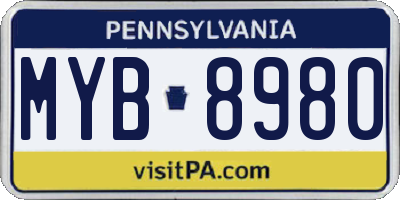 PA license plate MYB8980