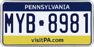 PA license plate MYB8981