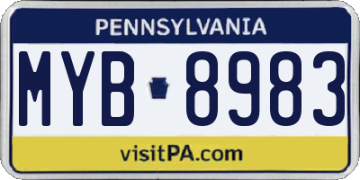 PA license plate MYB8983